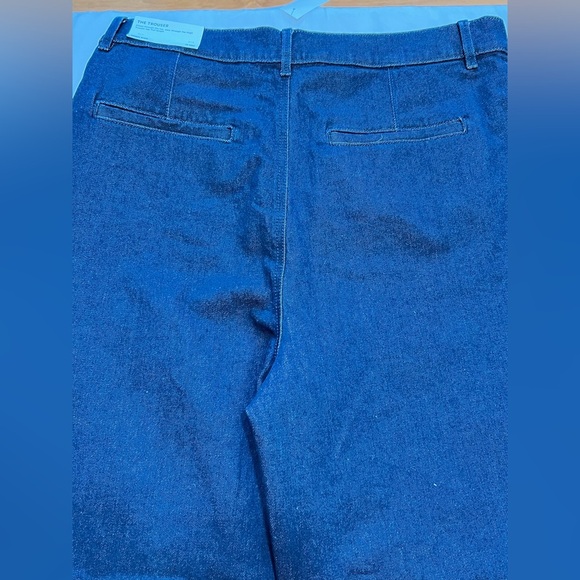 New Ann Taylor The Trouser Denim High Rise Wide Leg Jeans Size 12T Dark Wash - Picture 8 of 11